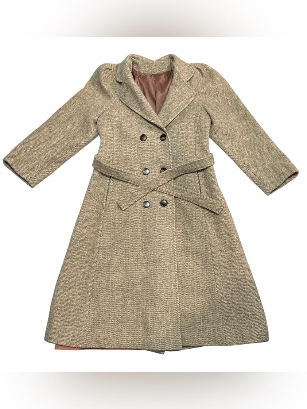 Vintage Freddi-Gail Wool-Blend Herringbone Trenchcoat